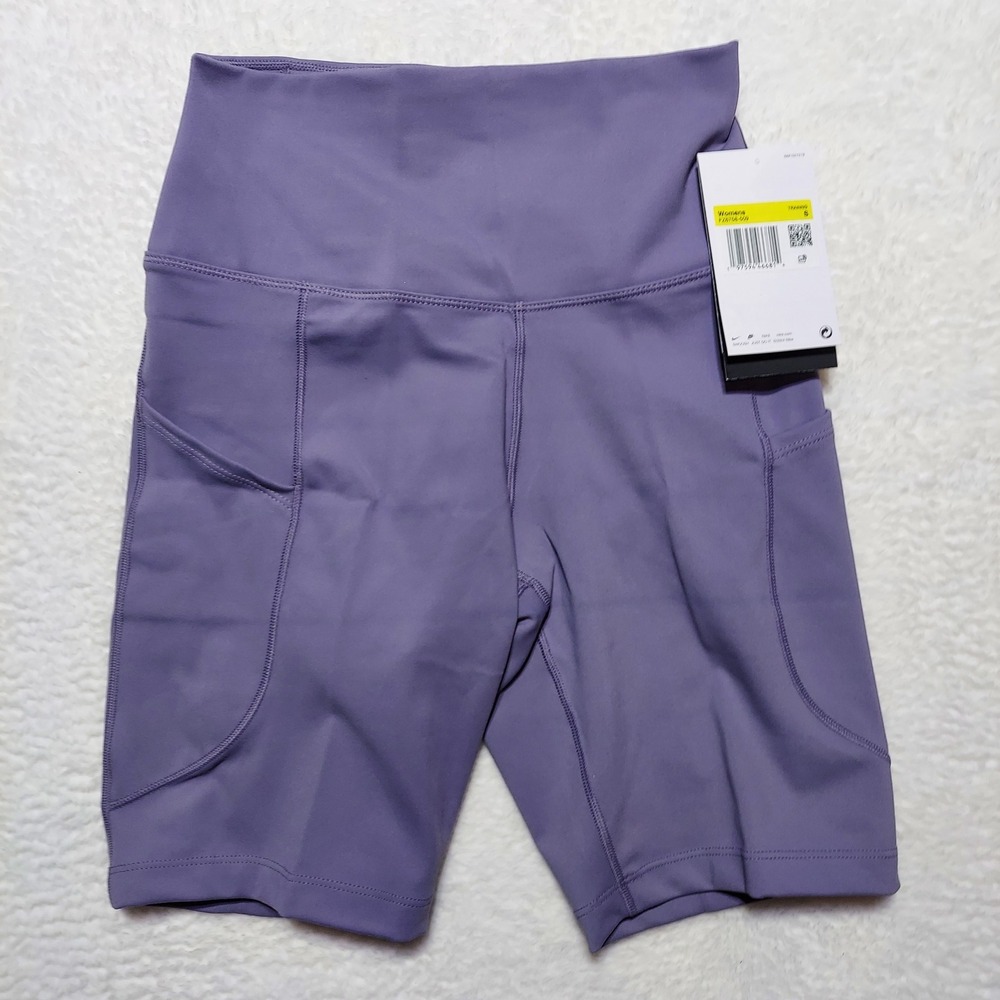Nike One Training Shorts Womens Small Purple Brand New FZ8758-509 High Rise 8in